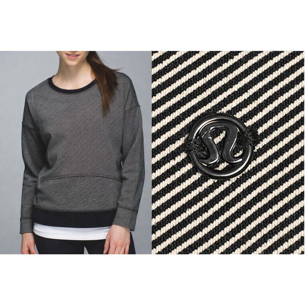 Lululemon Black Striped Sweatshirt Pullover Size 6
